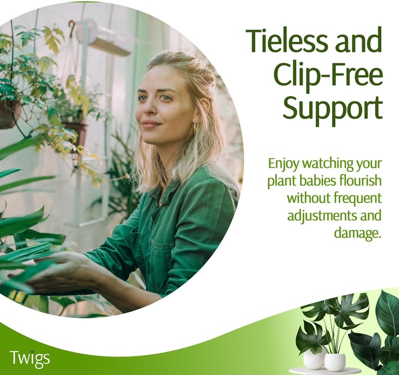 Twigs Ga Stackable Plant Support Stakes, Indoor & Outdoor Houseplant Stem Support, Garden Accessories, Durable Trellis Alternative for Climbing & Potted Plants - Moonstone, 3 Pack, 17" L - Image 3